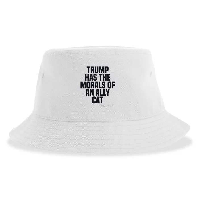 Trump Has The Morals Of An Ally Cat Funny Biden Sustainable Bucket Hat