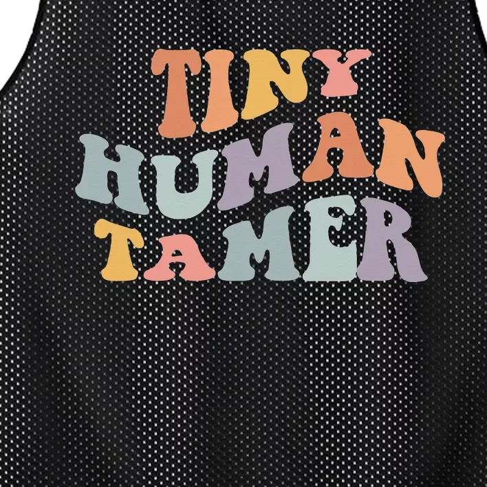 Tiny Human Tamer Funny Teacher Sarcastic Teacher Life Mesh Reversible Basketball Jersey Tank