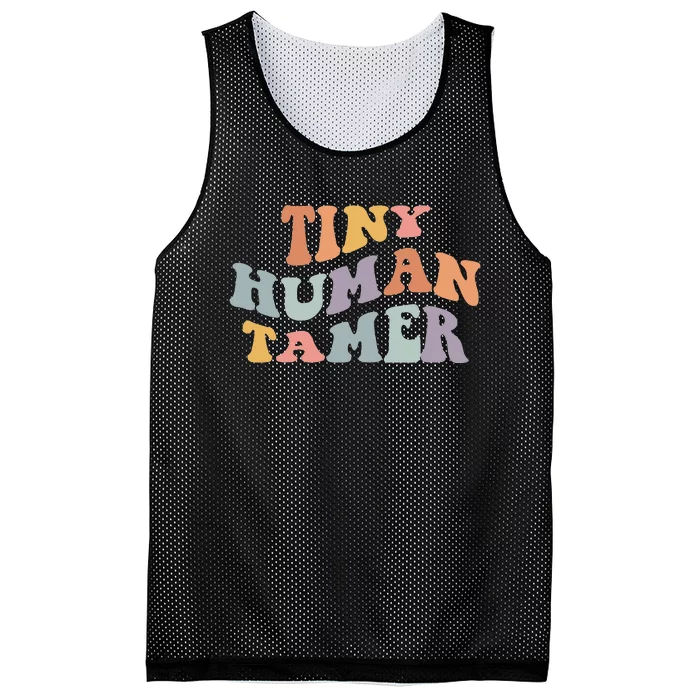 Tiny Human Tamer Funny Teacher Sarcastic Teacher Life Mesh Reversible Basketball Jersey Tank