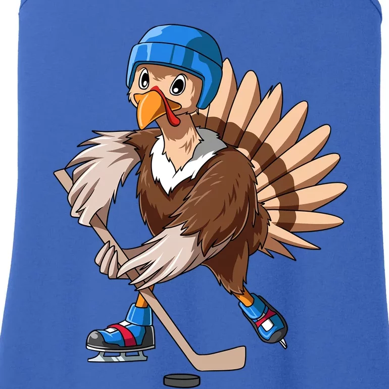 Turkey Hockey Thanksgiving Turkey Playing Hockey Turkey Gift Ladies Essential Tank