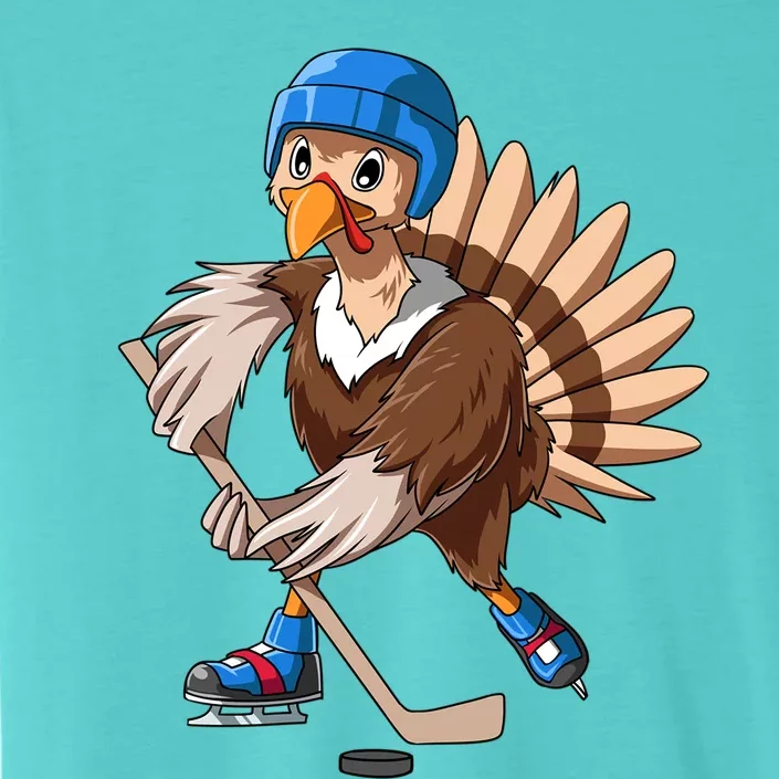 Turkey Hockey Thanksgiving Turkey Playing Hockey Turkey Gift ChromaSoft Performance T-Shirt