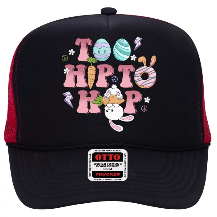 Too Hip To Hop Cute Easter Bunny Holiday High Crown Mesh Trucker Hat