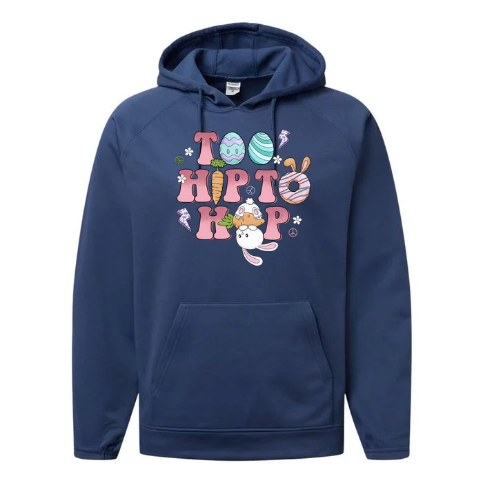 Too Hip To Hop Cute Easter Bunny Holiday Performance Fleece Hoodie