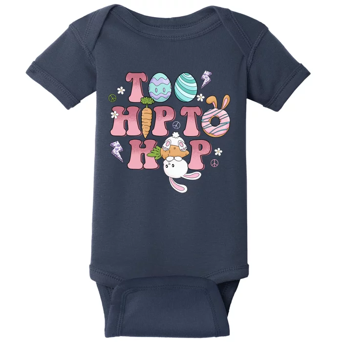 Too Hip To Hop Cute Easter Bunny Holiday Baby Bodysuit