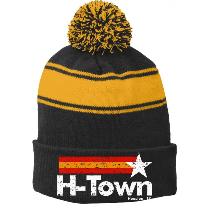 Town Houston Texas Stripe Pom Pom Beanie