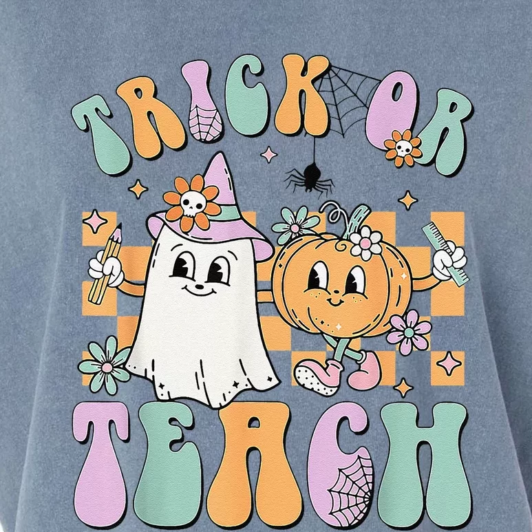 Teacher Halloween Trick Or Teach Cute Ghost Pumpkin Teachers Garment-Dyed Women's Muscle Tee