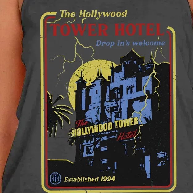 The Hollywood Tower Hotel The Twilight Zone Halloween Scary Women's Knotted Racerback Tank