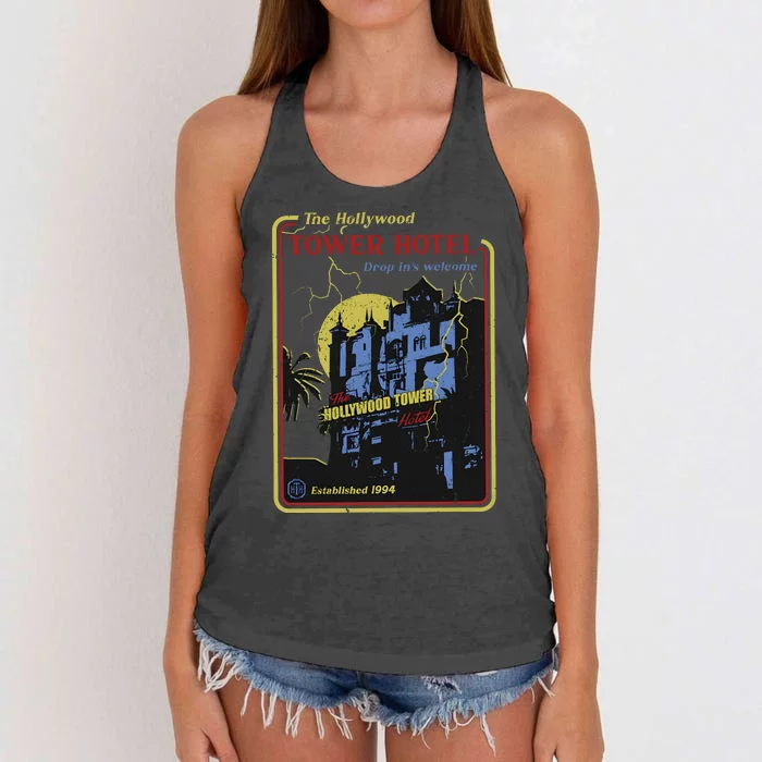 The Hollywood Tower Hotel The Twilight Zone Halloween Scary Women's Knotted Racerback Tank