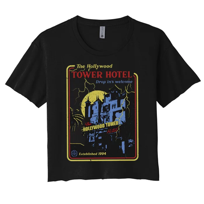 The Hollywood Tower Hotel The Twilight Zone Halloween Scary Women's Crop Top Tee