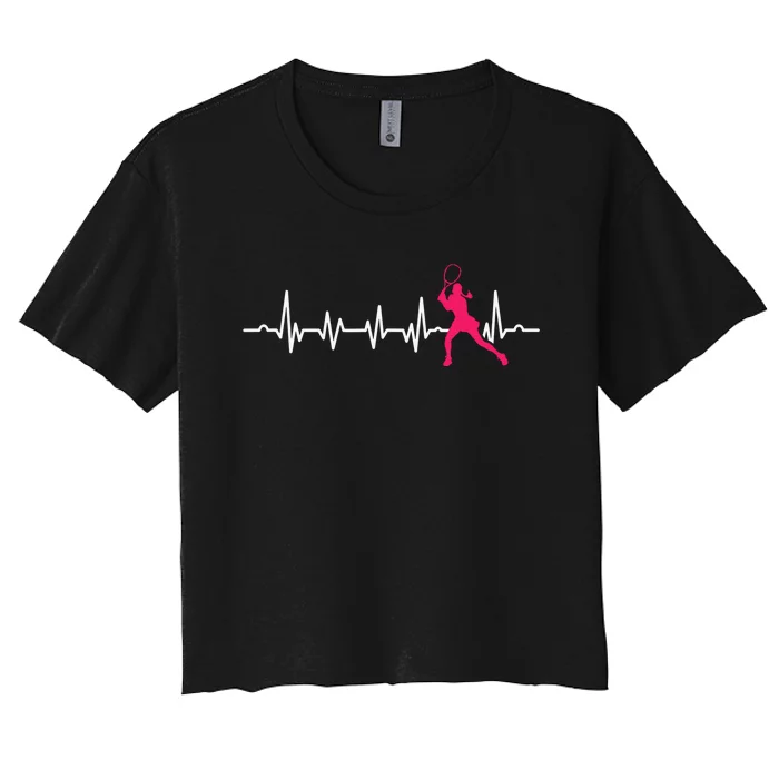 Tennis Heartbeat Tennis Player Coach Sport Lover Racket Women's Crop Top Tee