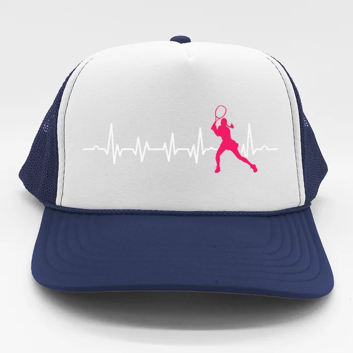 Tennis Heartbeat Tennis Player Coach Sport Lover Racket Trucker Hat