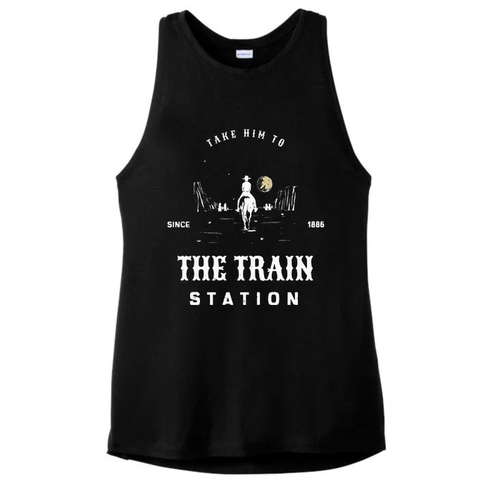 Take Him To The Train Station Ladies Tri-Blend Wicking Tank