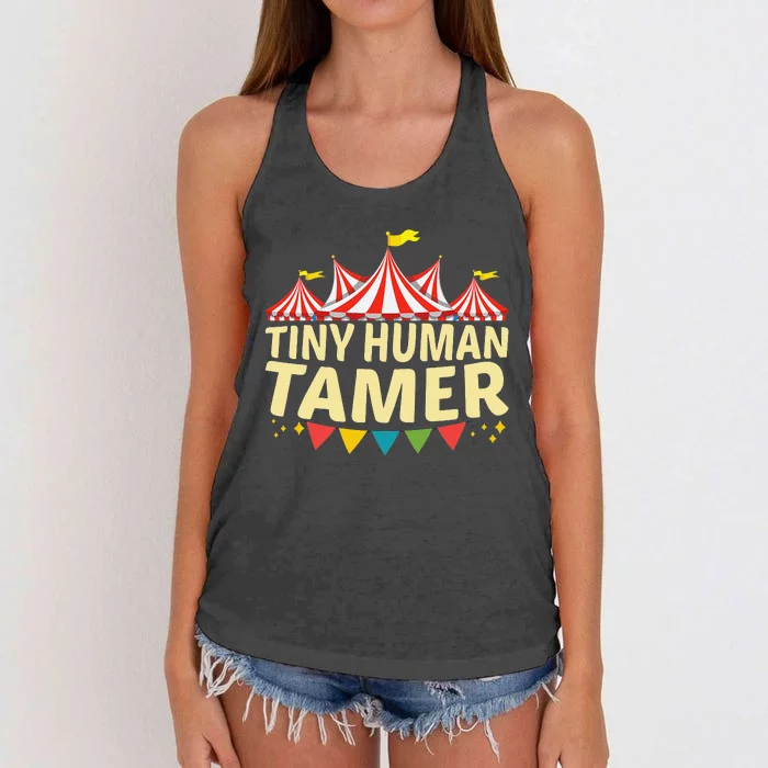 Tiny Human Tamer Funny Aesthetic Circus Art Carnival Women's Knotted Racerback Tank