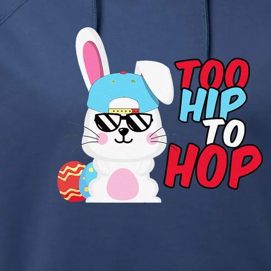 Too Hip To Hop Easter Bunny Women Performance Fleece Hoodie