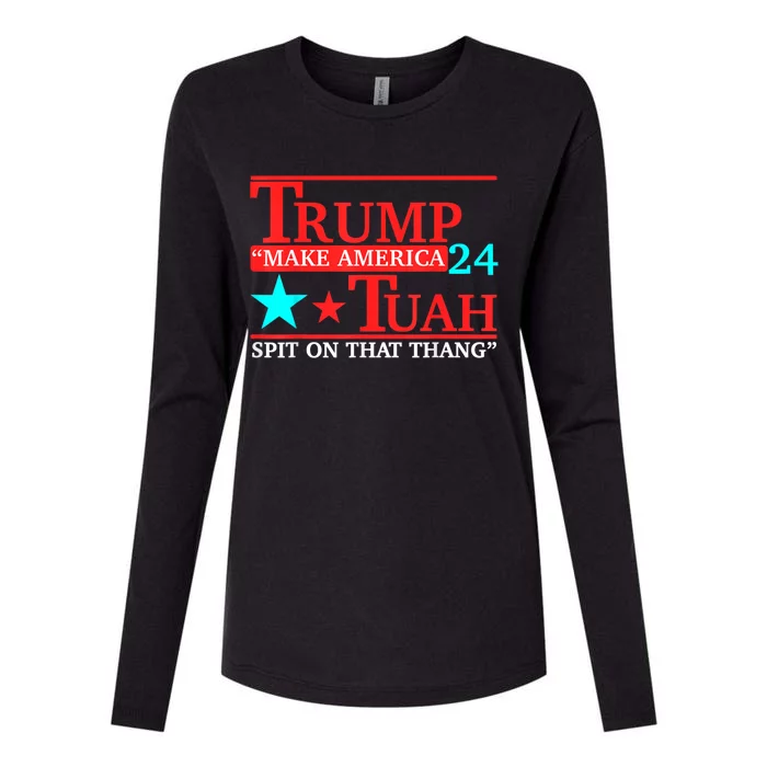 Trump Hawk Tuah Funny Viral Humor Meme Womens Cotton Relaxed Long Sleeve T-Shirt