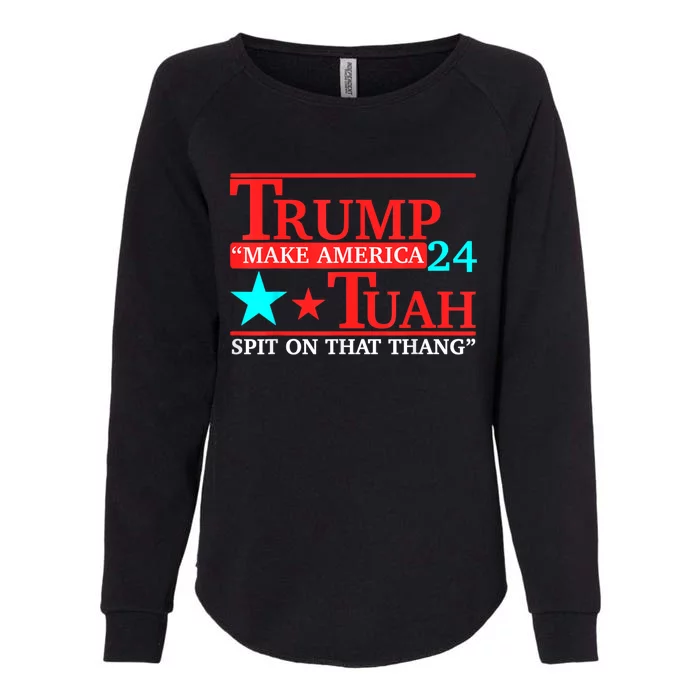 Trump Hawk Tuah Funny Viral Humor Meme Womens California Wash Sweatshirt