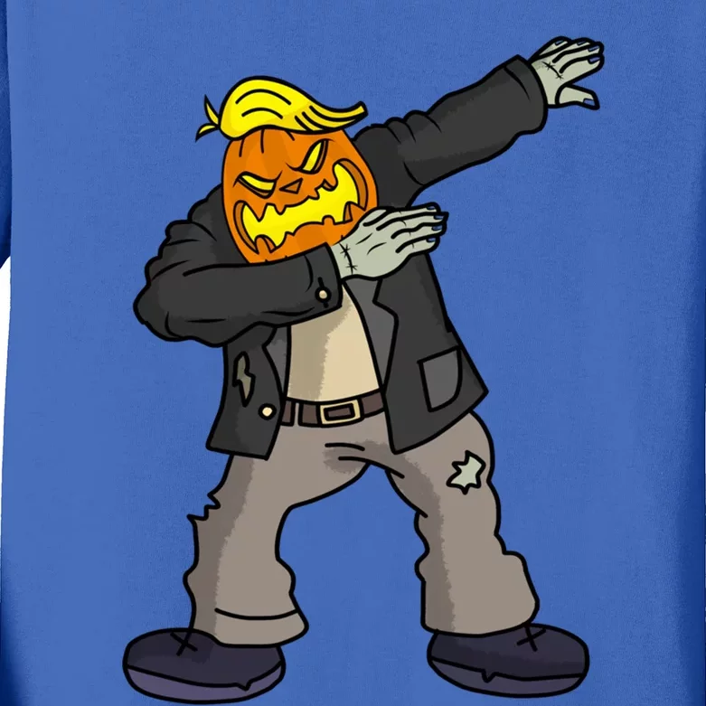 Trump Halloween Trumpkin Funny Frankenstein Dabbing Pumpkin Great Gift Kids Long Sleeve Shirt