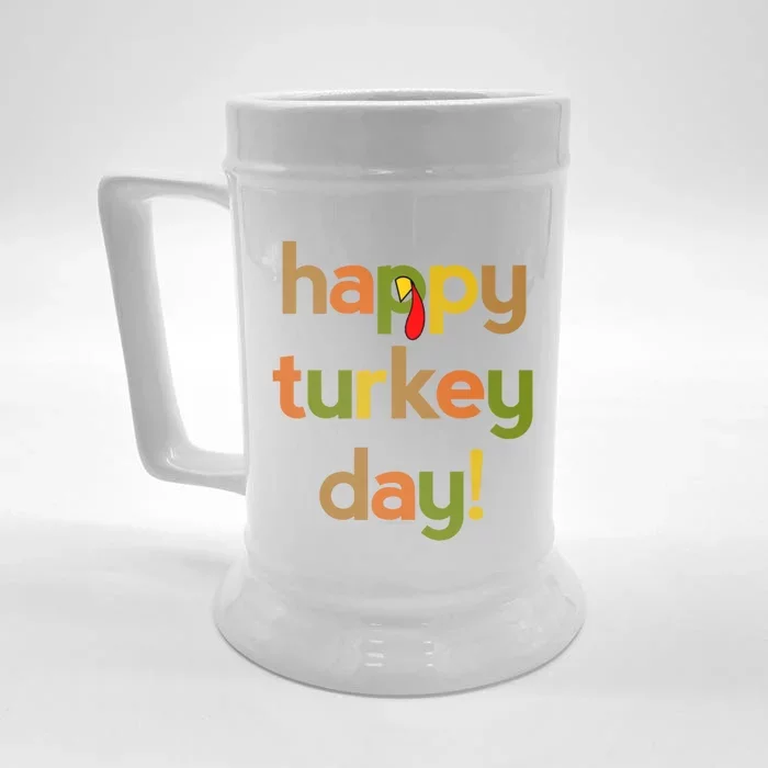 Thanksgiving Happy Turkey Day Fall Thankful Great Gift Front & Back Beer Stein