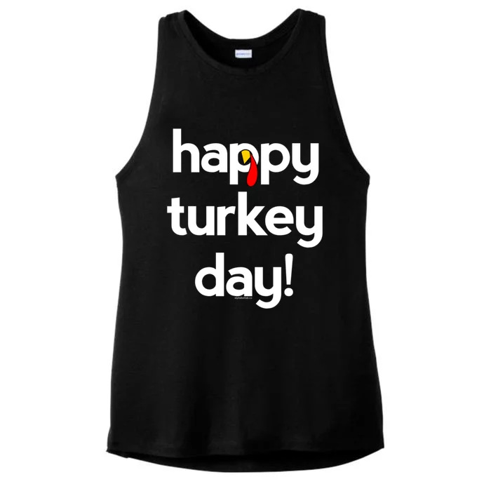 Thanksgiving Happy Turkey Day Give Thanks Gift Ladies Tri-Blend Wicking Tank