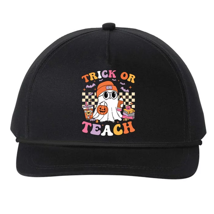 Teacher Halloween Trick Or Teach Cute Ghost Coffee Pumpkins Snapback Five-Panel Rope Hat