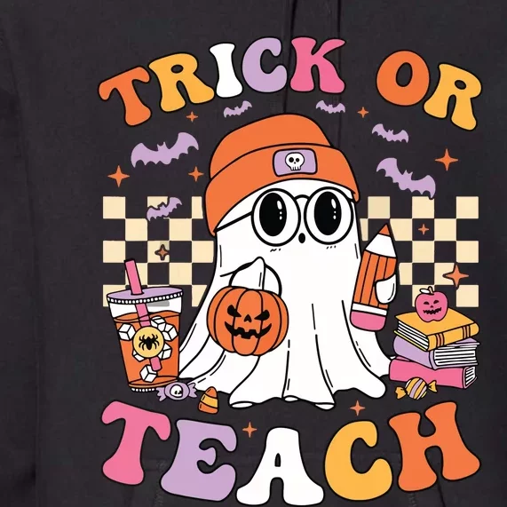 Teacher Halloween Trick Or Teach Cute Ghost Coffee Pumpkins Premium Hoodie