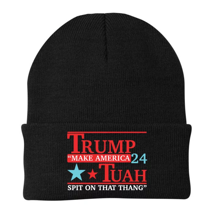 Trump Hawk Tuah Funny Viral Humor Meme Video Knit Cap Winter Beanie