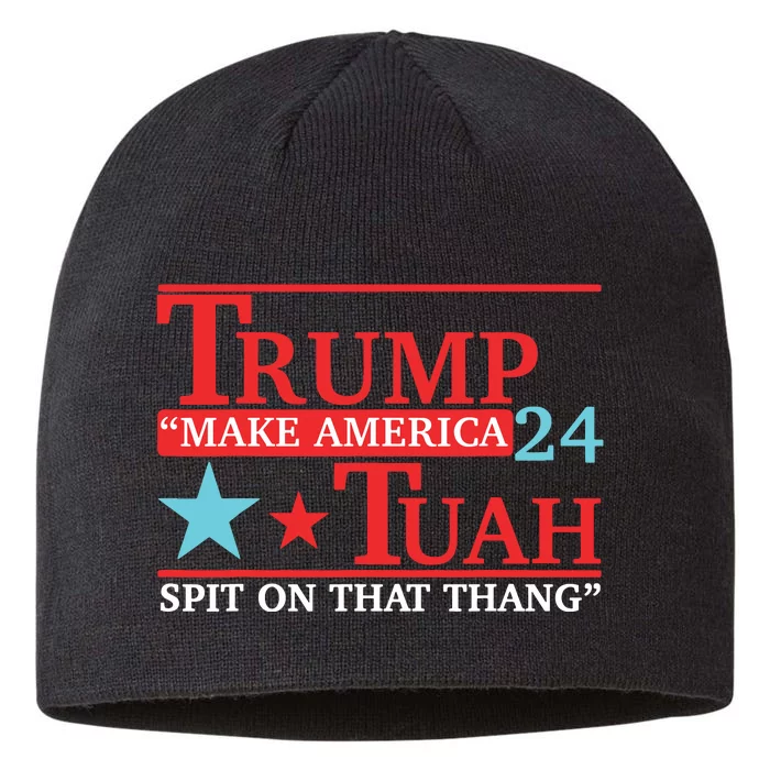 Trump Hawk Tuah Funny Viral Humor Meme Video 8 1/2in Sustainable Knit Beanie