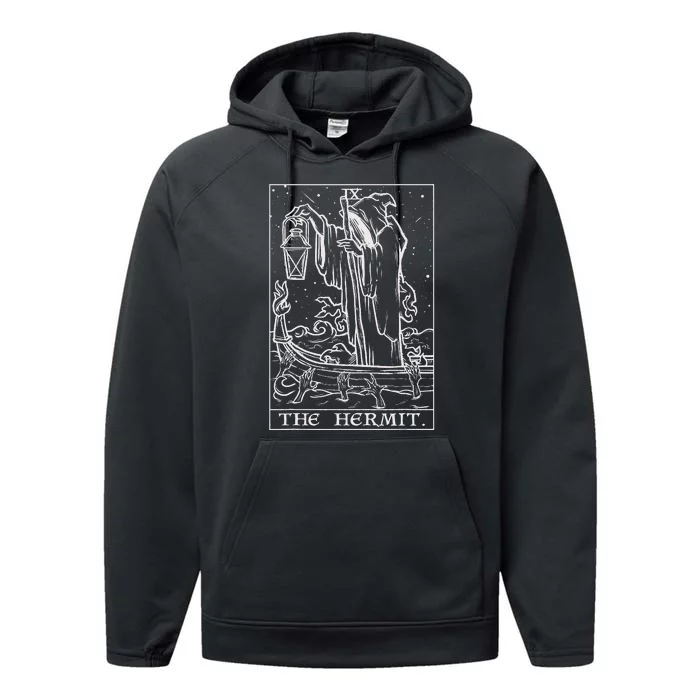 The Hermit Tarot Card Gothic Halloween Grim Reaper Performance Fleece Hoodie