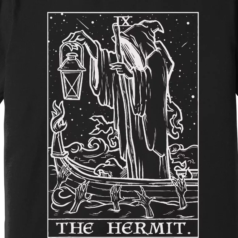 The Hermit Tarot Card Gothic Halloween Grim Reaper Premium T-Shirt