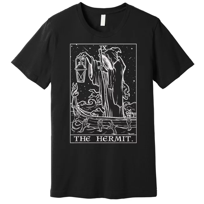 The Hermit Tarot Card Gothic Halloween Grim Reaper Premium T-Shirt