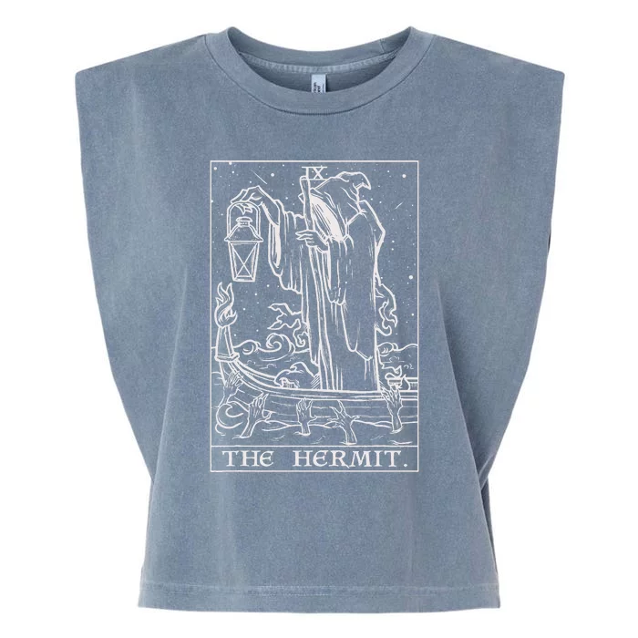 The Hermit Tarot Card Gothic Halloween Grim Reaper Garment-Dyed Women's Muscle Tee