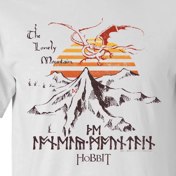 The Hobbit The Lonely Mountain Dragon Sunset Tall T-Shirt