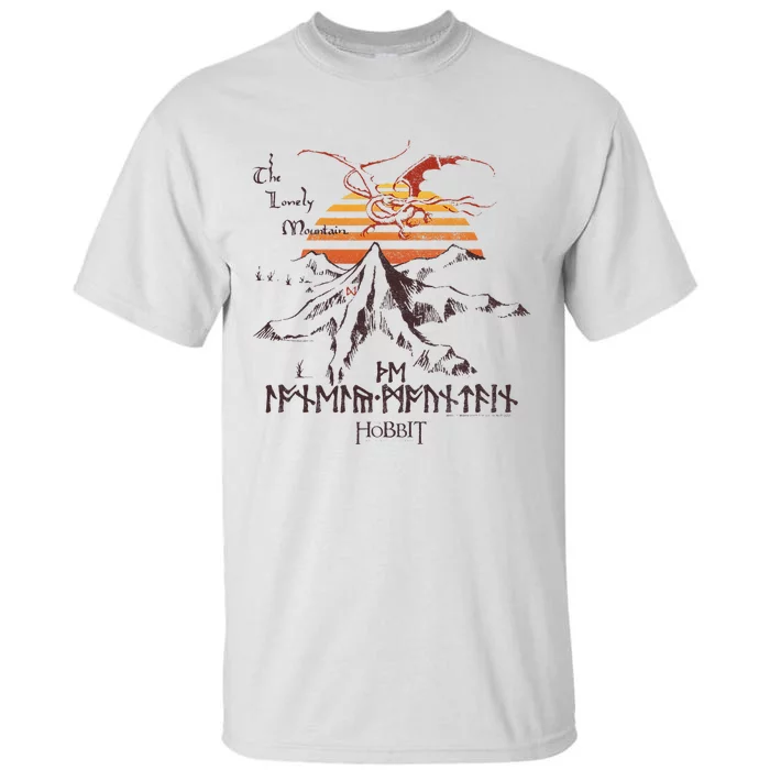 The Hobbit The Lonely Mountain Dragon Sunset Tall T-Shirt