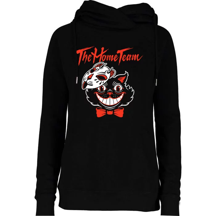 The Home Team Cat Mask Halloween Womens Funnel Neck Pullover Hood