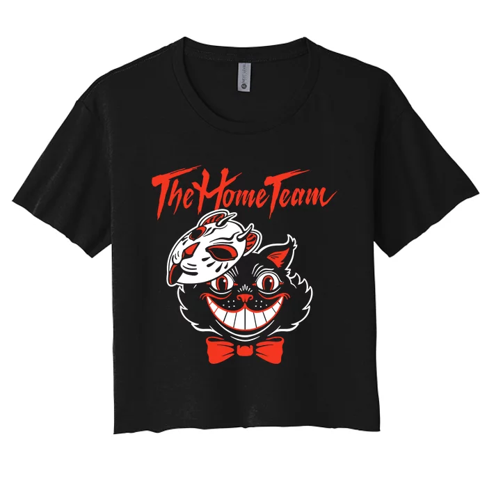 The Home Team Cat Mask Halloween Women's Crop Top Tee