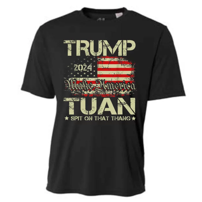 Trump Hawk Tuah Funny Viral Humor Meme Video Girl 24 Tua Cooling Performance Crew T-Shirt