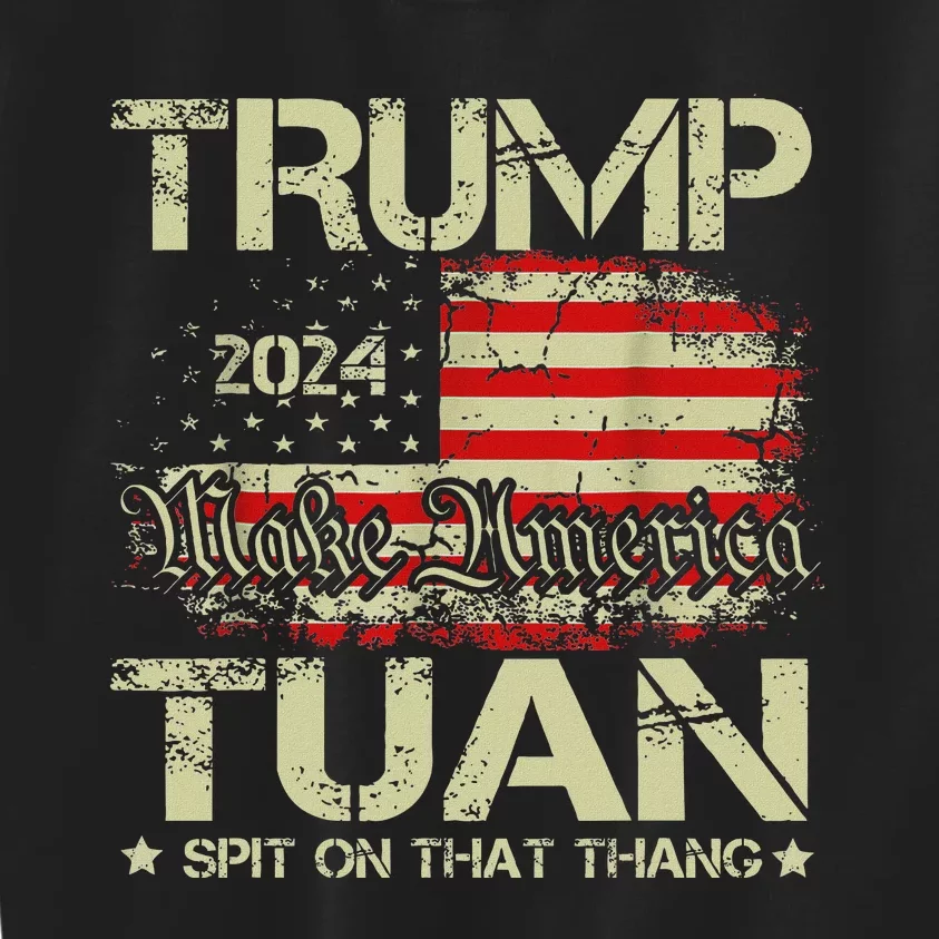 Trump Hawk Tuah Funny Viral Humor Meme Video Girl 24 Tua Kids Sweatshirt