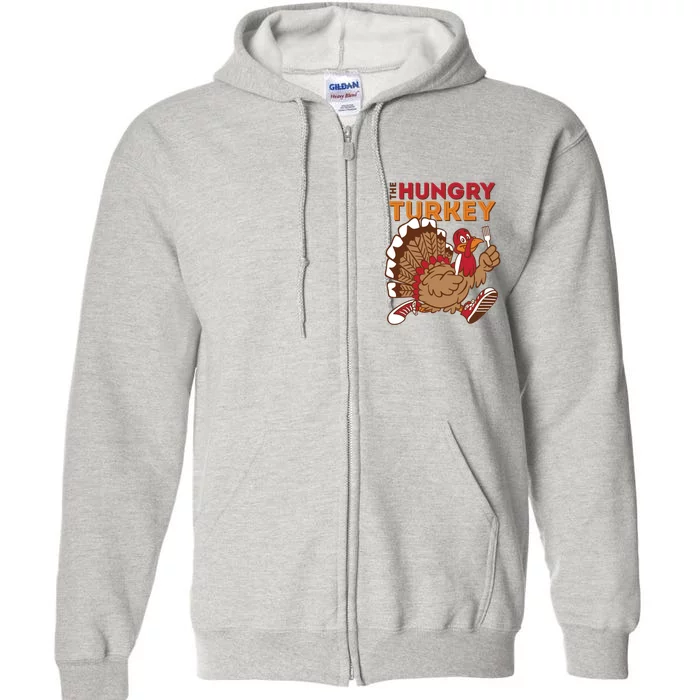 The Hungry Turkey Funny Thanksgiving Full Zip Hoodie