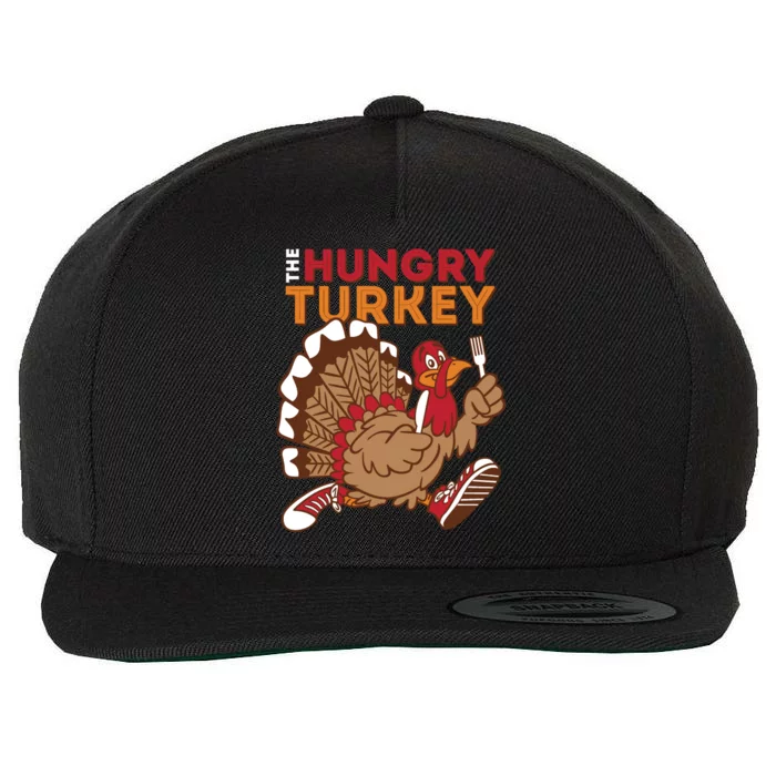 The Hungry Turkey Funny Thanksgiving Wool Snapback Cap