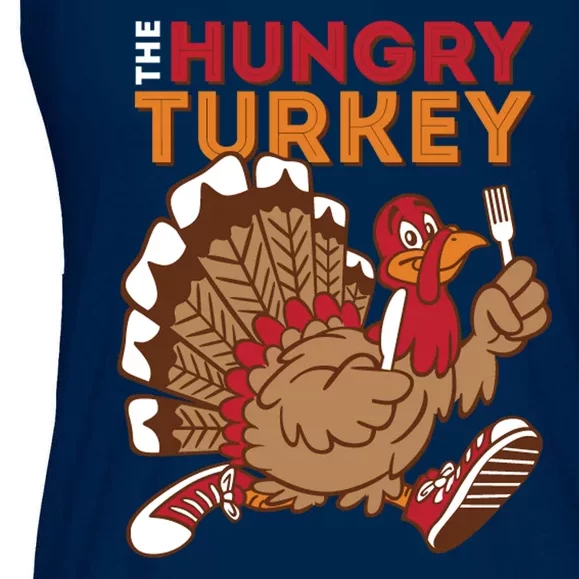 The Hungry Turkey Funny Thanksgiving Ladies Essential Flowy Tank