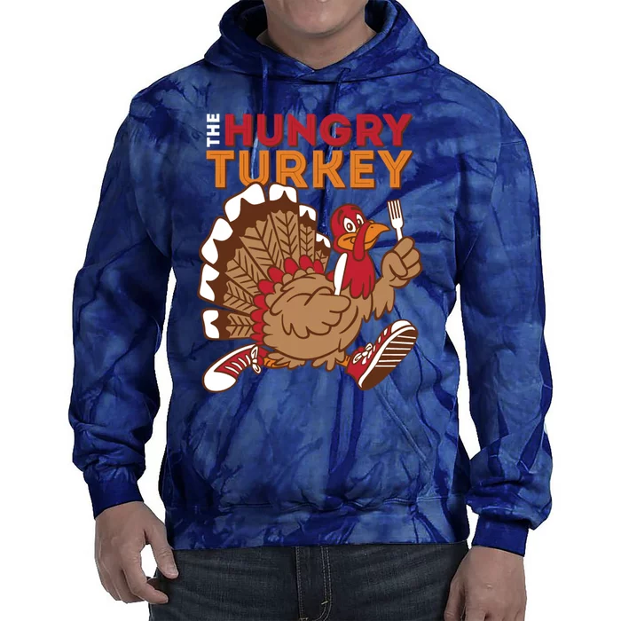 The Hungry Turkey Funny Thanksgiving Tie Dye Hoodie