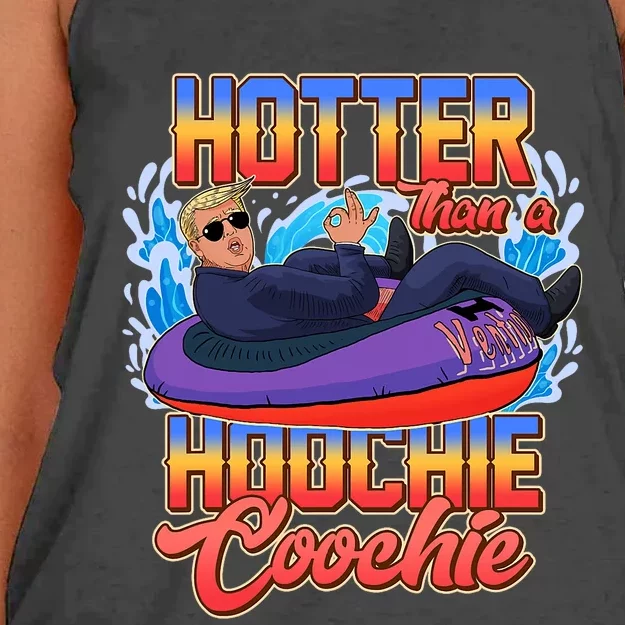 Trump Hotter Than A Hoochie Coochie Funny Women's Knotted Racerback Tank