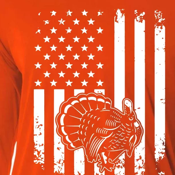 Turkey Hunting Tonal American Flag Cooling Performance Long Sleeve Crew