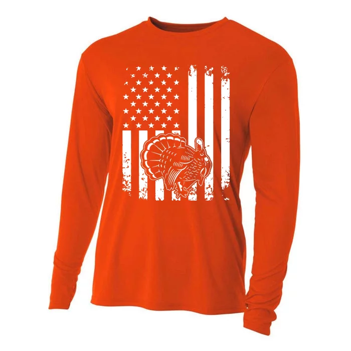 Turkey Hunting Tonal American Flag Cooling Performance Long Sleeve Crew