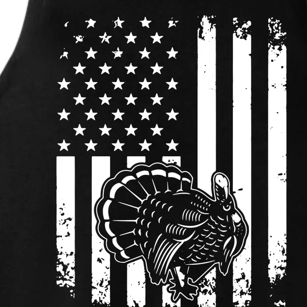 Turkey Hunting Tonal American Flag Ladies Tri-Blend Wicking Tank