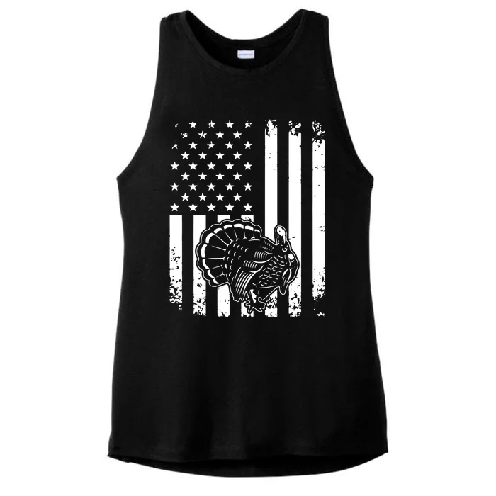 Turkey Hunting Tonal American Flag Ladies Tri-Blend Wicking Tank