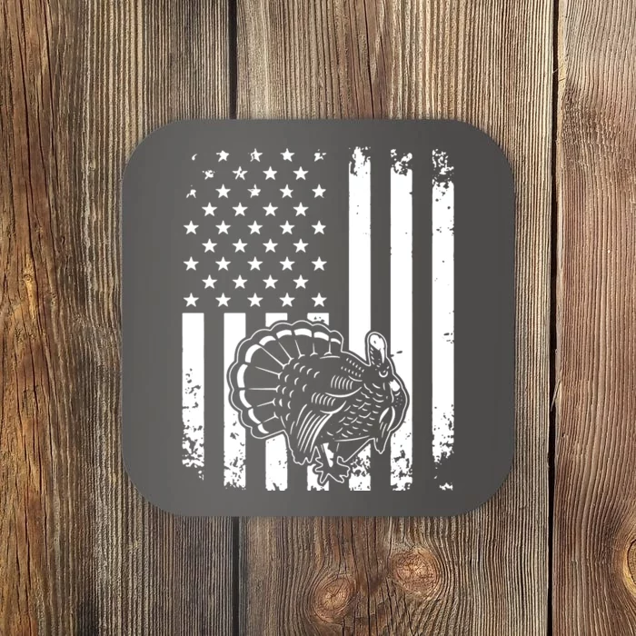 Turkey Hunting Tonal American Flag Coaster