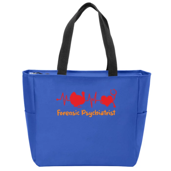 Thanksgiving Heartbeat Turkey Forensic Psychiatrist Doctor Cool Gift Zip Tote Bag