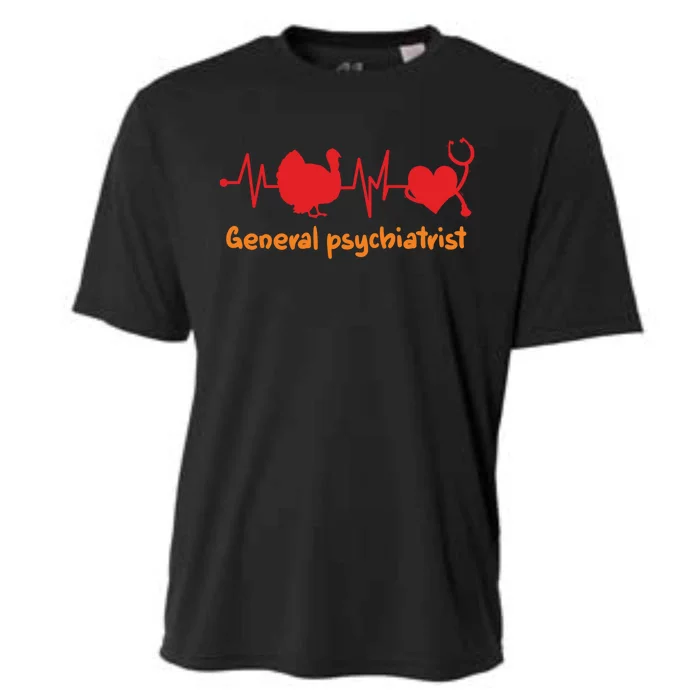 Thanksgiving Heartbeat Turkey General Psychiatrist Doctor Cool Gift Cooling Performance Crew T-Shirt