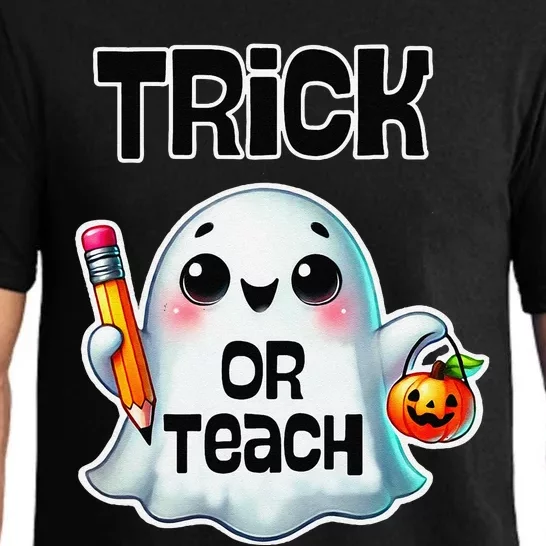 Teacher Halloween Trick Or Teach Cute Ghost Coffee Pumpkins Pajama Set